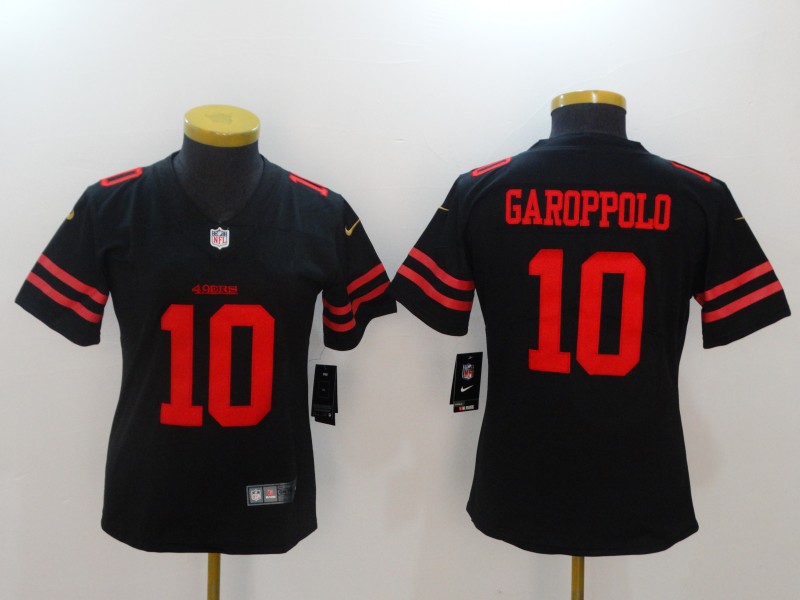 Women San Francisco 49ers #10 Garoppolo Black Nike Vapor Untouchable Limited NFL Jerseys->women nfl jersey->Women Jersey